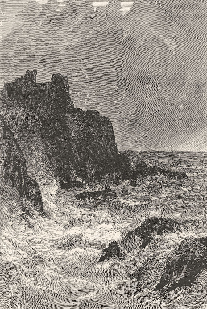 SCOTLAND. Tantallon Castle c1886 old antique vintage print picture